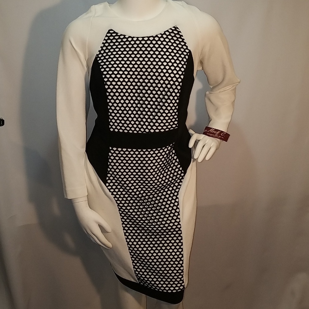 Monif C. Fishnet Front Dress